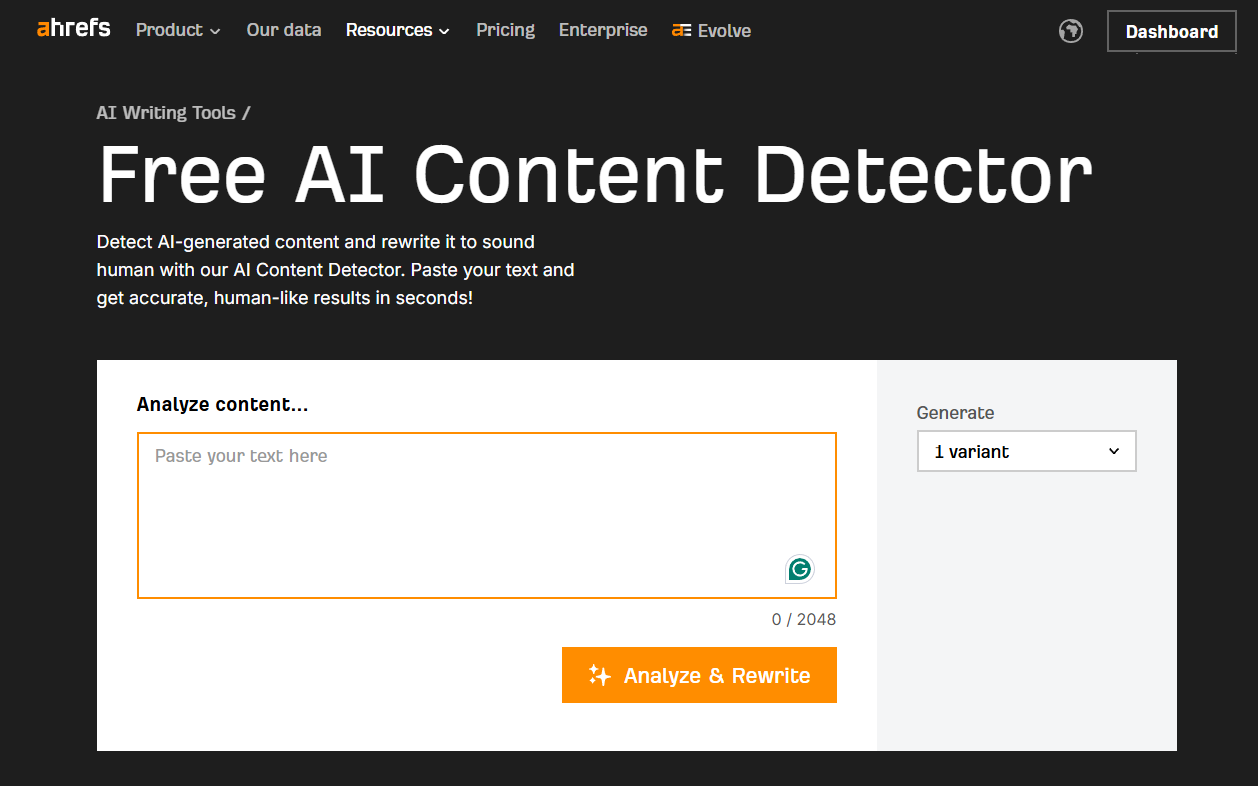 Ahrefs AI Content Detector