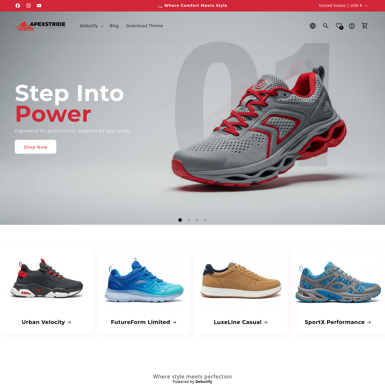 Debutify Footwear Desktop