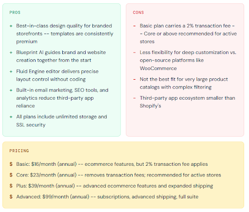 Squarespace biggest strength