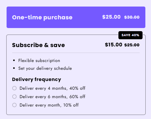 Subscription widget