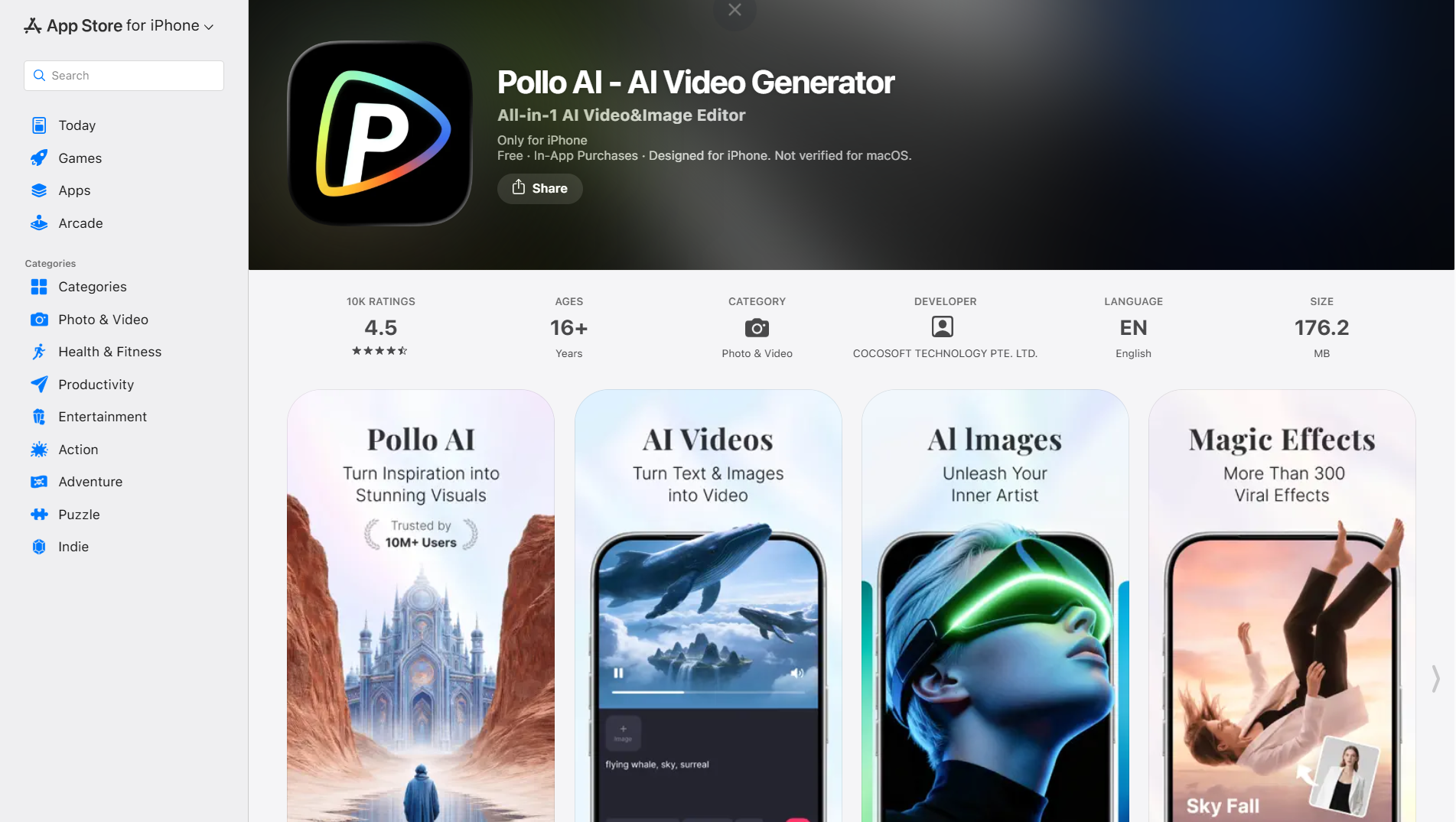 the Pollo AI app